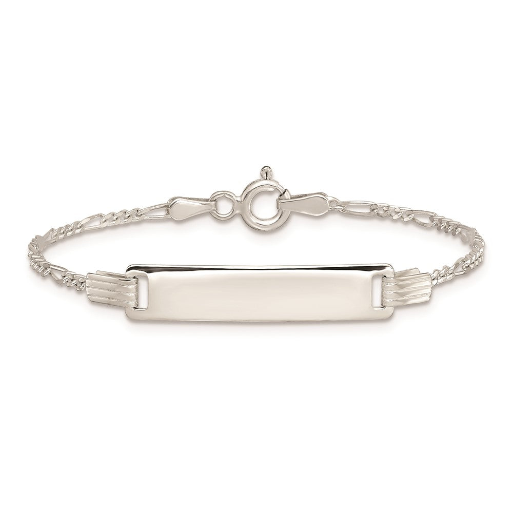 Sterling Silver Engraveable ID on Figaro Link Bracelet