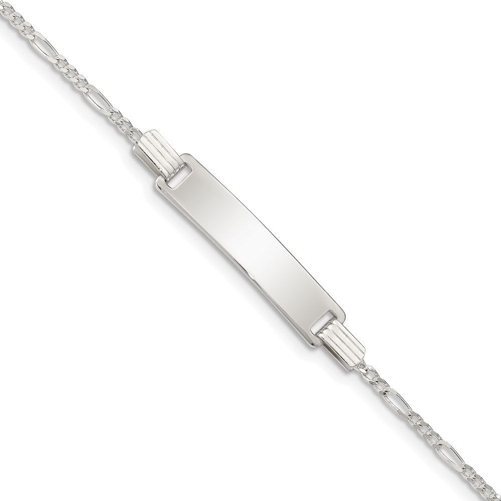 Sterling Silver Engraveable ID on Figaro Link Bracelet
