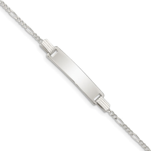 Sterling Silver Engraveable ID on Figaro Link Bracelet