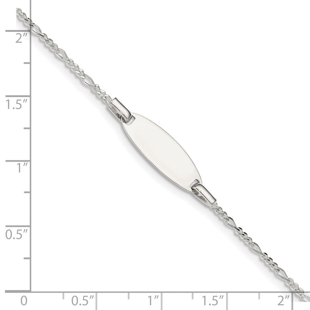 Sterling Silver 5in Plus 1in Ext ID Figaro Link Bracelet