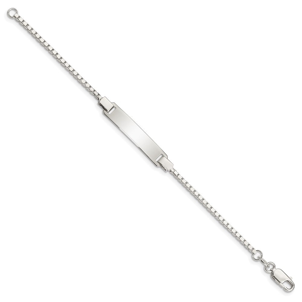 Sterling Silver Engraveable ID on Box Chain Bracelet