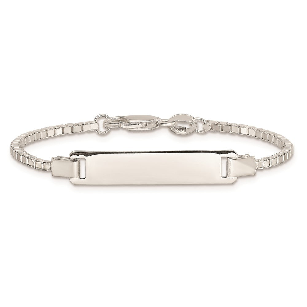 Sterling Silver Engraveable ID on Box Chain Bracelet