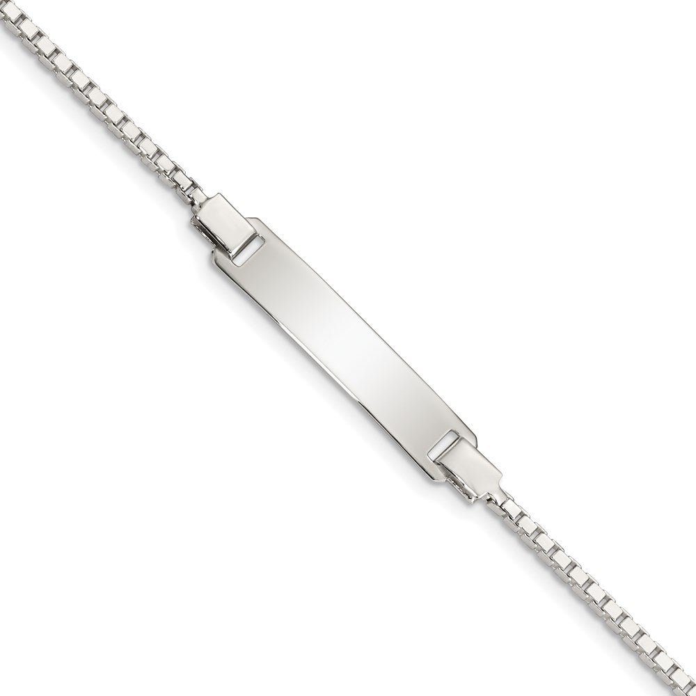 Sterling Silver Engraveable ID on Box Chain Bracelet