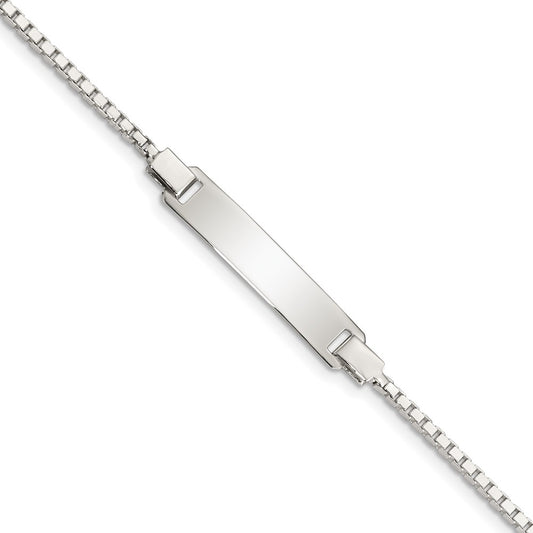 Sterling Silver Engraveable ID on Box Chain Bracelet