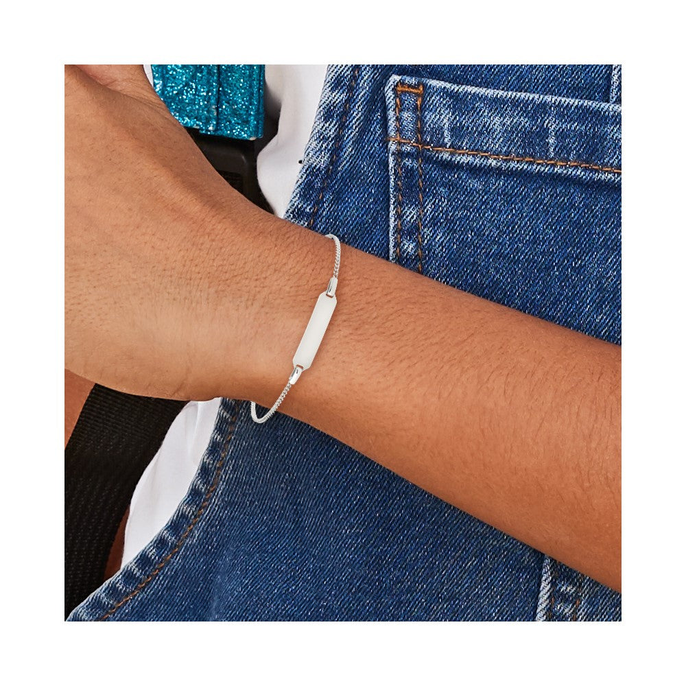 Sterling Silver 5in Plus 1in EXT ID Curb Link Bracelet