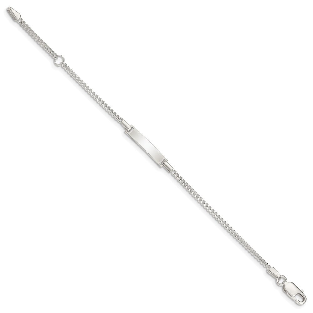 Sterling Silver Polished ID Curb Link 5in Plus 1in Ext. Bracelet