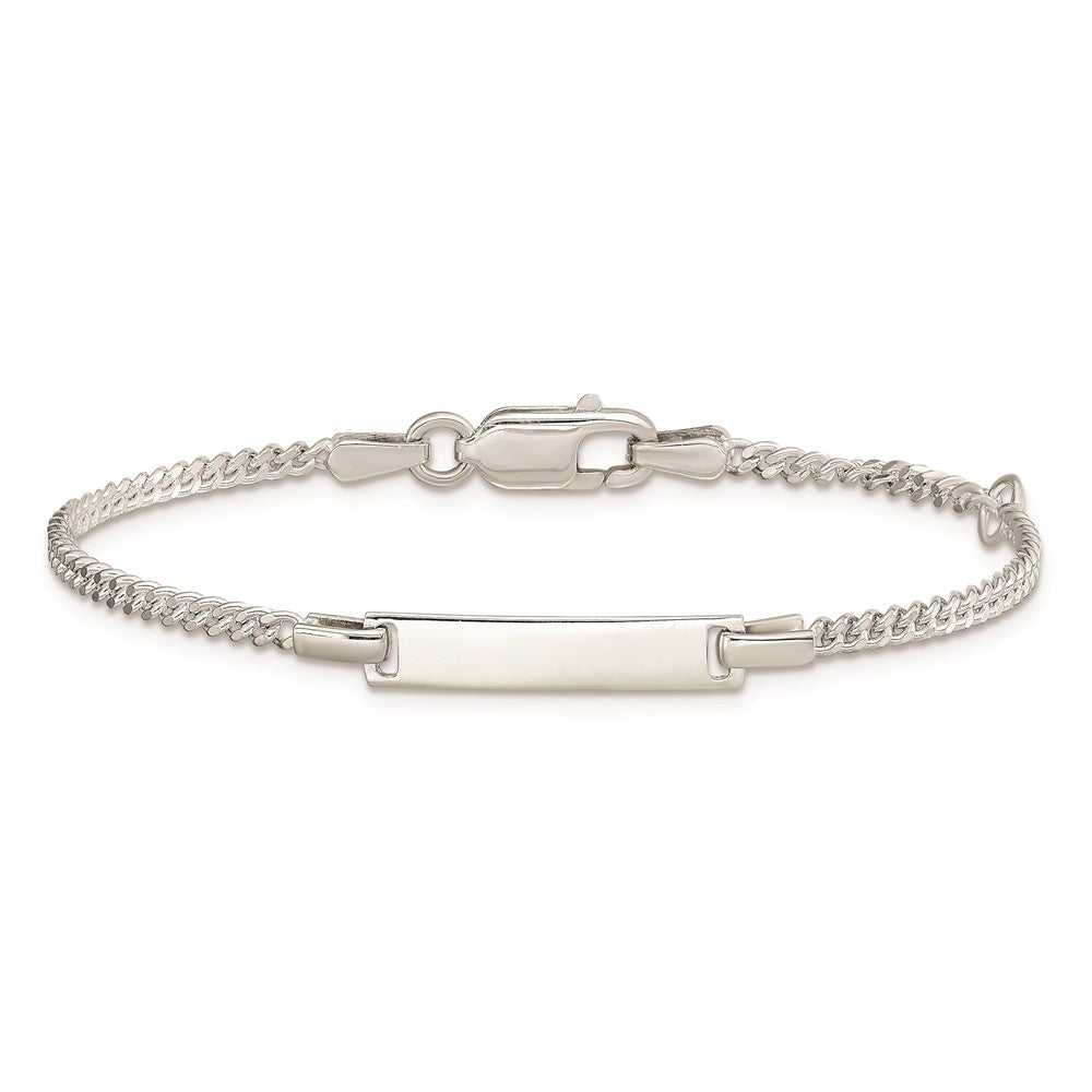 Sterling Silver Polished ID Curb Link 5in Plus 1in Ext. Bracelet