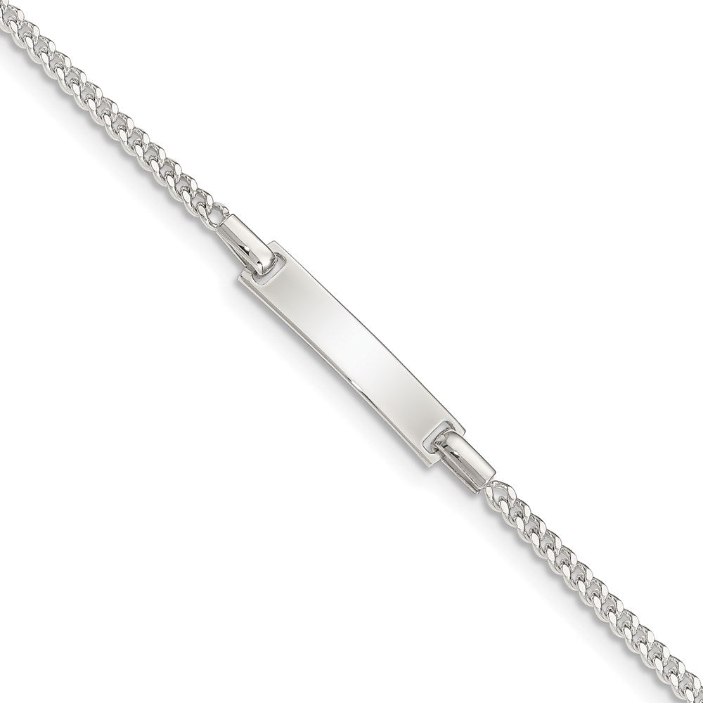 Sterling Silver Polished ID Curb Link 5in Plus 1in Ext. Bracelet