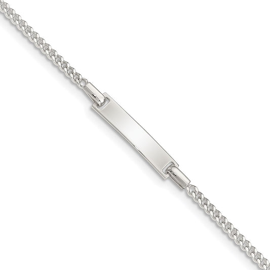 Sterling Silver Polished ID Curb Link 5in Plus 1in Ext. Bracelet