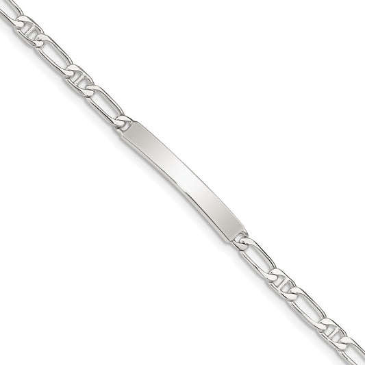 Sterling Silver Polished Engraveable Anchor Link ID Bracelet