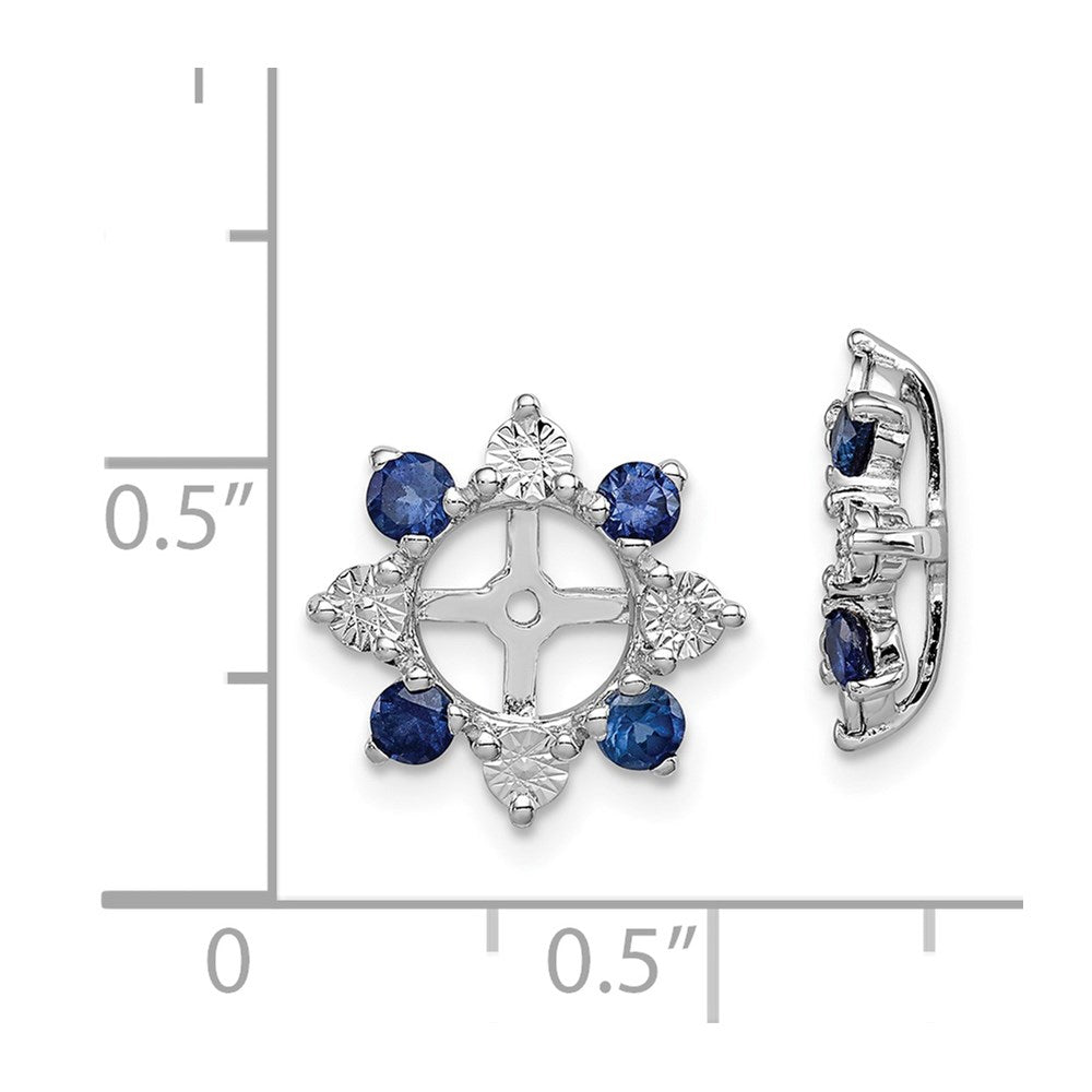 Sterling Silver Rhodium Diam. & Created Sapphire Earring Jacket