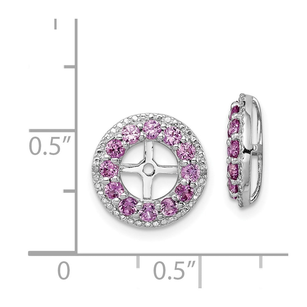 Sterling Silver Rhodium Diam. & Created Pink Sapphire Earring Jacket