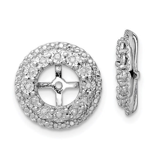 Sterling Silver Rhodium Diam. Earring Jacket