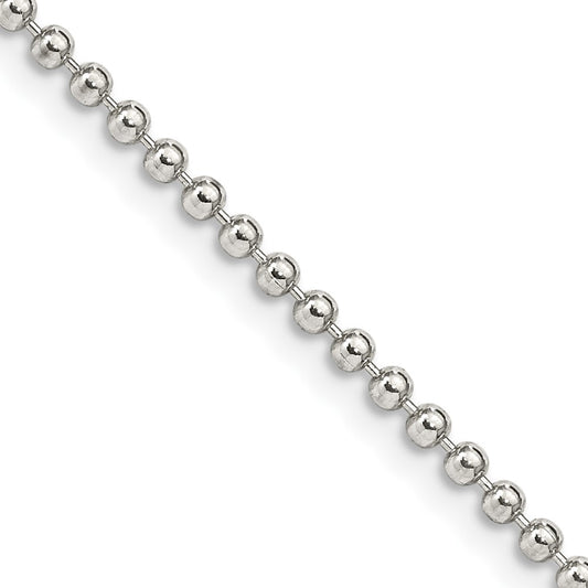 Sterling Silver 2mm Beaded Chain