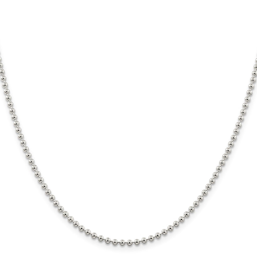 Sterling Silver 2.35mm Beaded Chain w/2in ext.