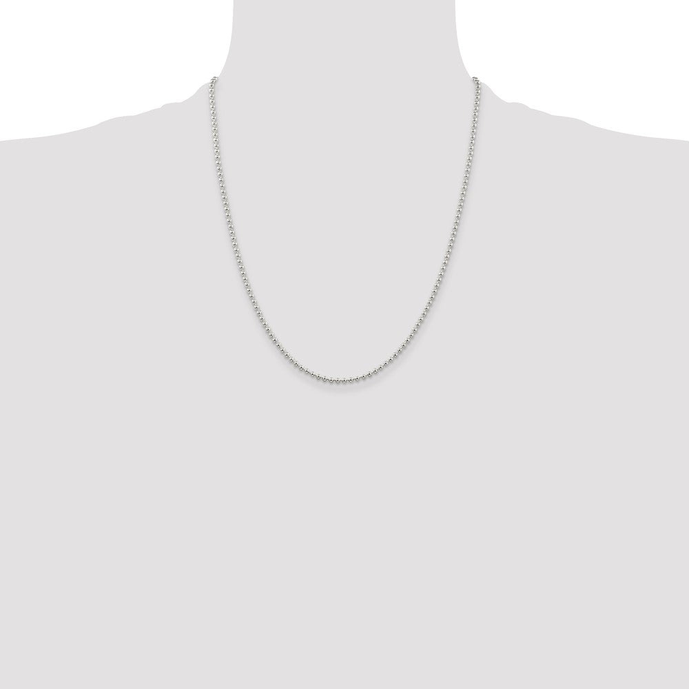 Sterling Silver 2.35mm Beaded Chain w/4in ext.