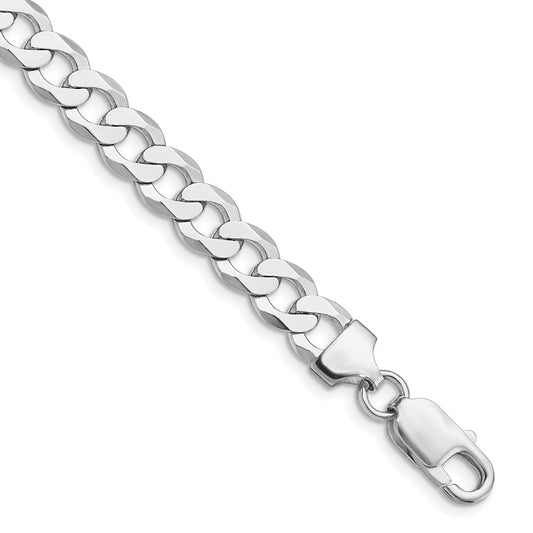 Sterling Silver Rhodium-plated 7.5mm Flat Curb Chain
