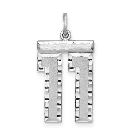 Sterling Silver Rhodium-plated Large #11 Charm
