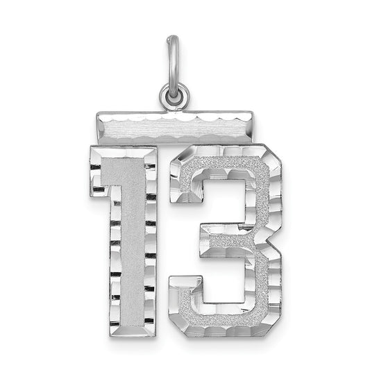 Sterling Silver Rhodium-plated Large #13 Charm