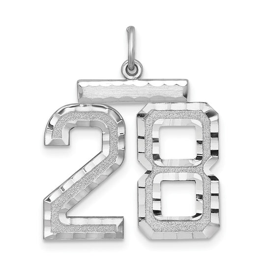 Sterling Silver Rhodium-plated Large #28 Charm