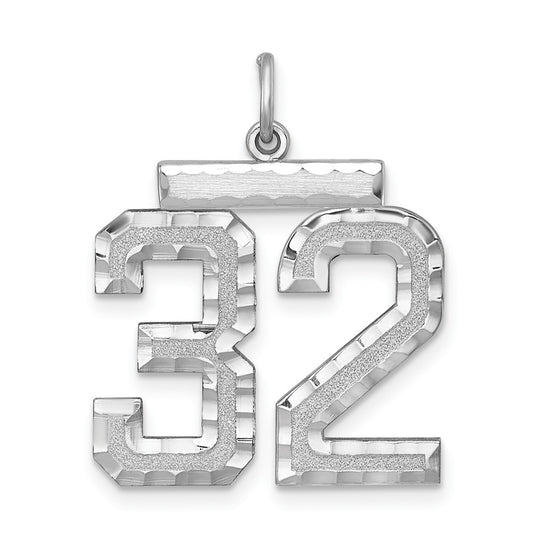 Sterling Silver Rhodium-plated Large #32 Charm