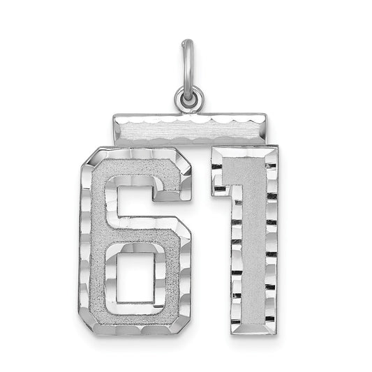 Sterling Silver Rhodium-plated Large #61 Charm