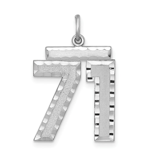 Sterling Silver Rhodium-plated Large #71 Charm
