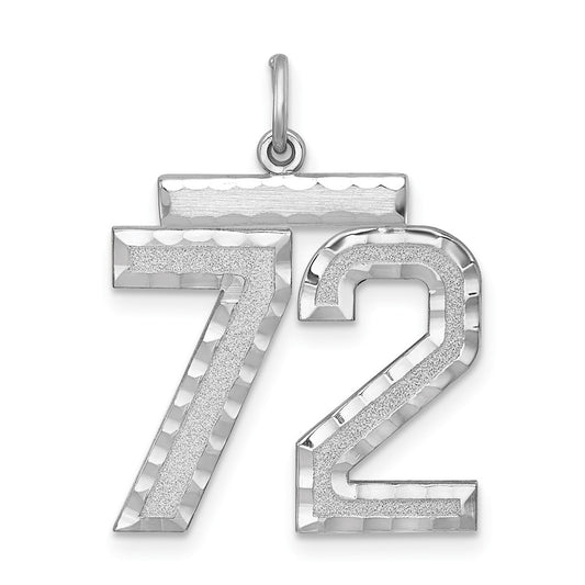 Sterling Silver Rhodium-plated Large #72 Charm