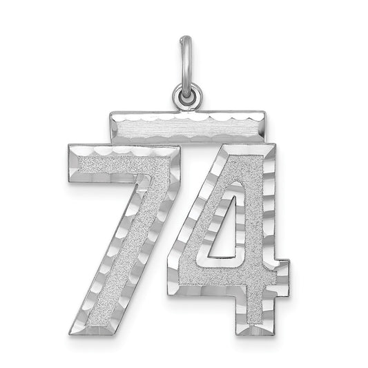 Sterling Silver Rhodium-plated Large #74 Charm