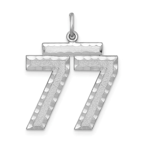 Sterling Silver Rhodium-plated Large #77 Charm
