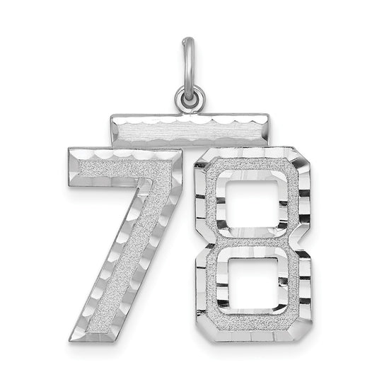 Sterling Silver Rhodium-plated Large #78 Charm