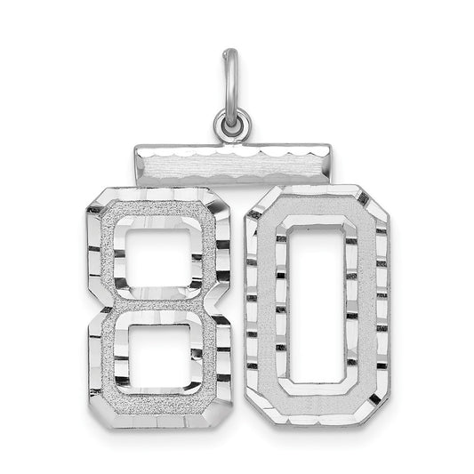 Sterling Silver Rhodium-plated Large #80 Charm