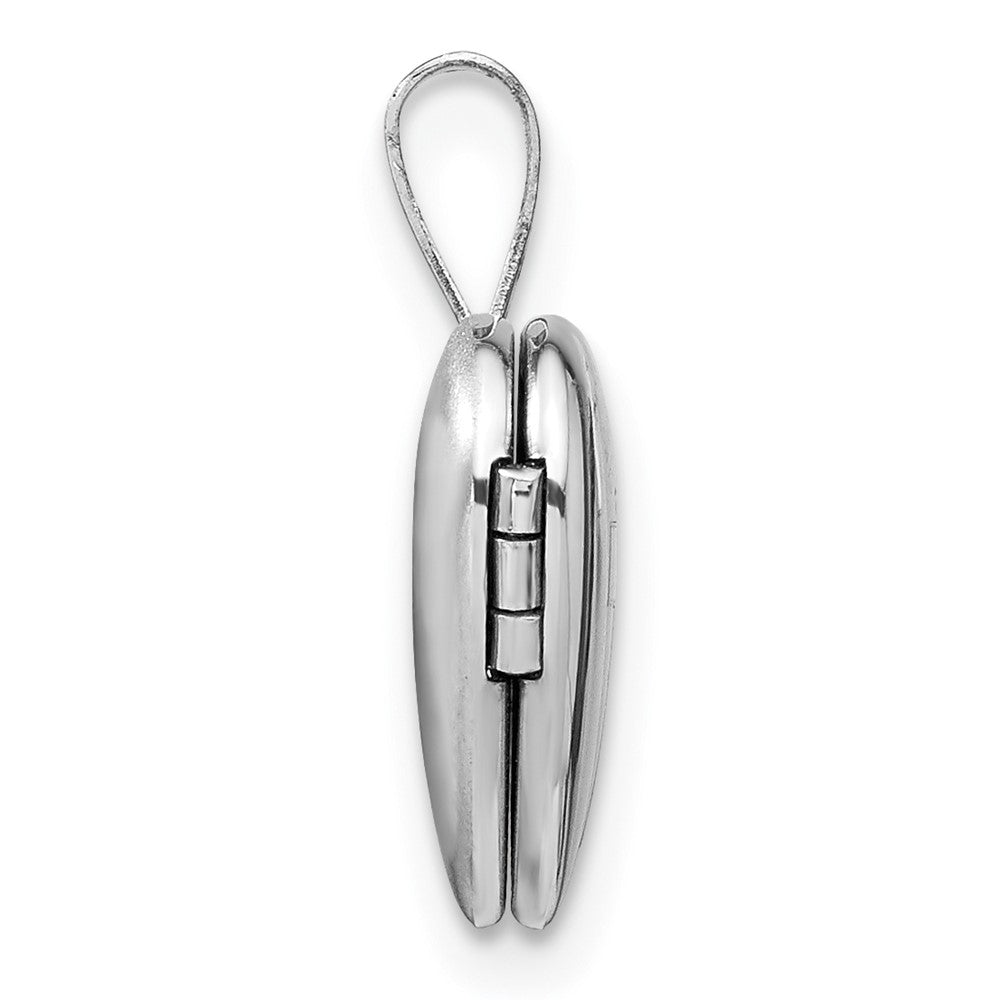 Sterling Silver Rhodium-plated Polished Cross 12mm Heart Locket
