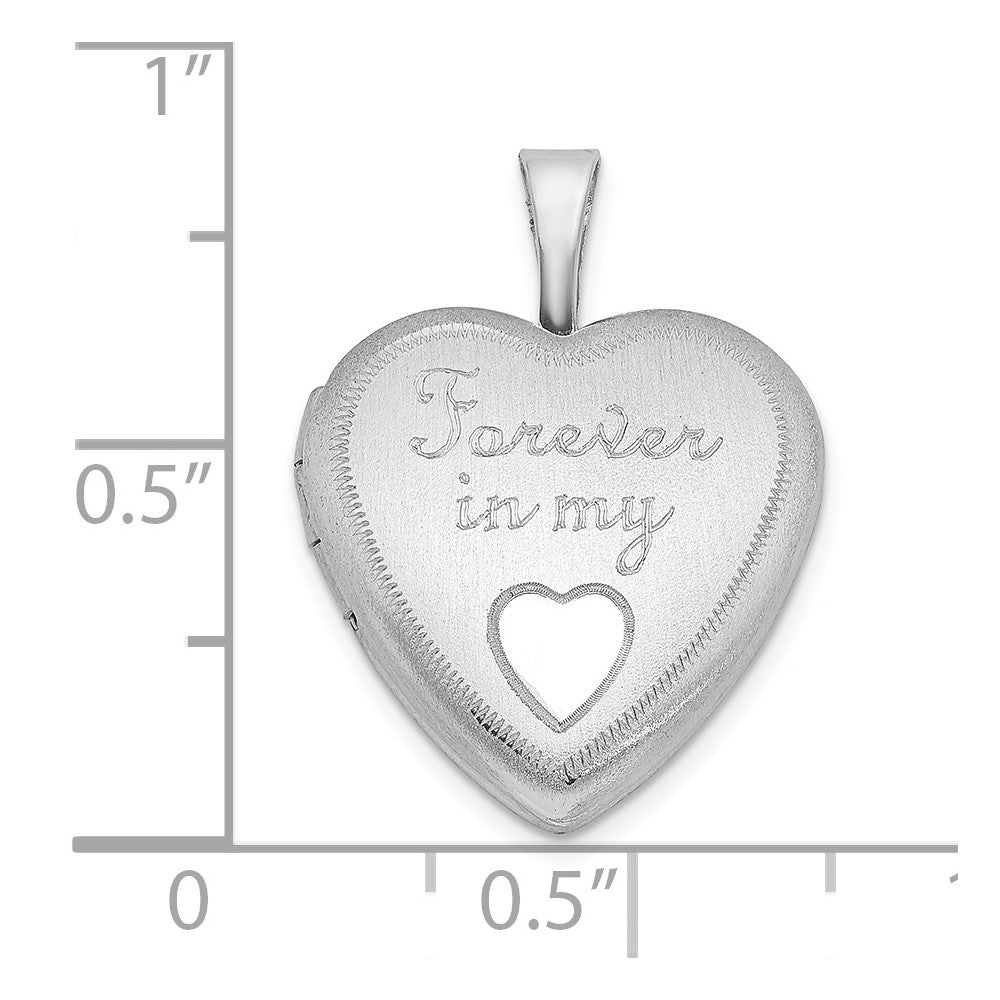 Sterling Silver Rhodium-plated Satin Forever in My Heart 16mm Heart Locket