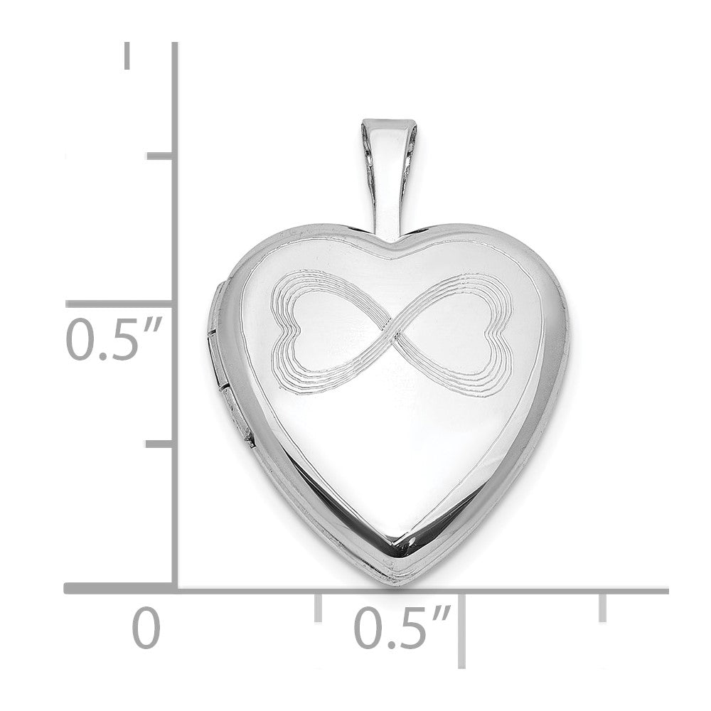 Sterling Silver Rhodium-plated Infinity Hearts 16mm Heart Locket
