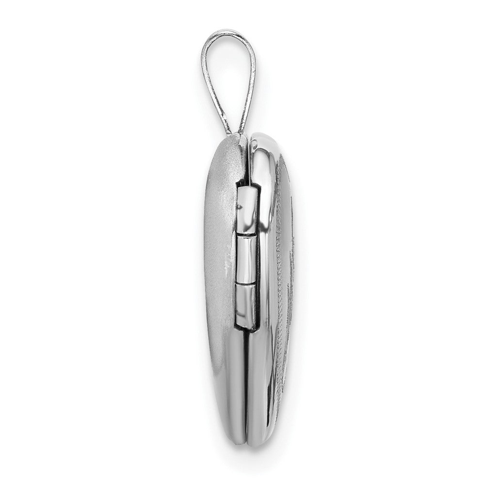 Sterling Silver Rhodium-plated Epoxy Satin Polished Sea Horse 16mm Heart Locket