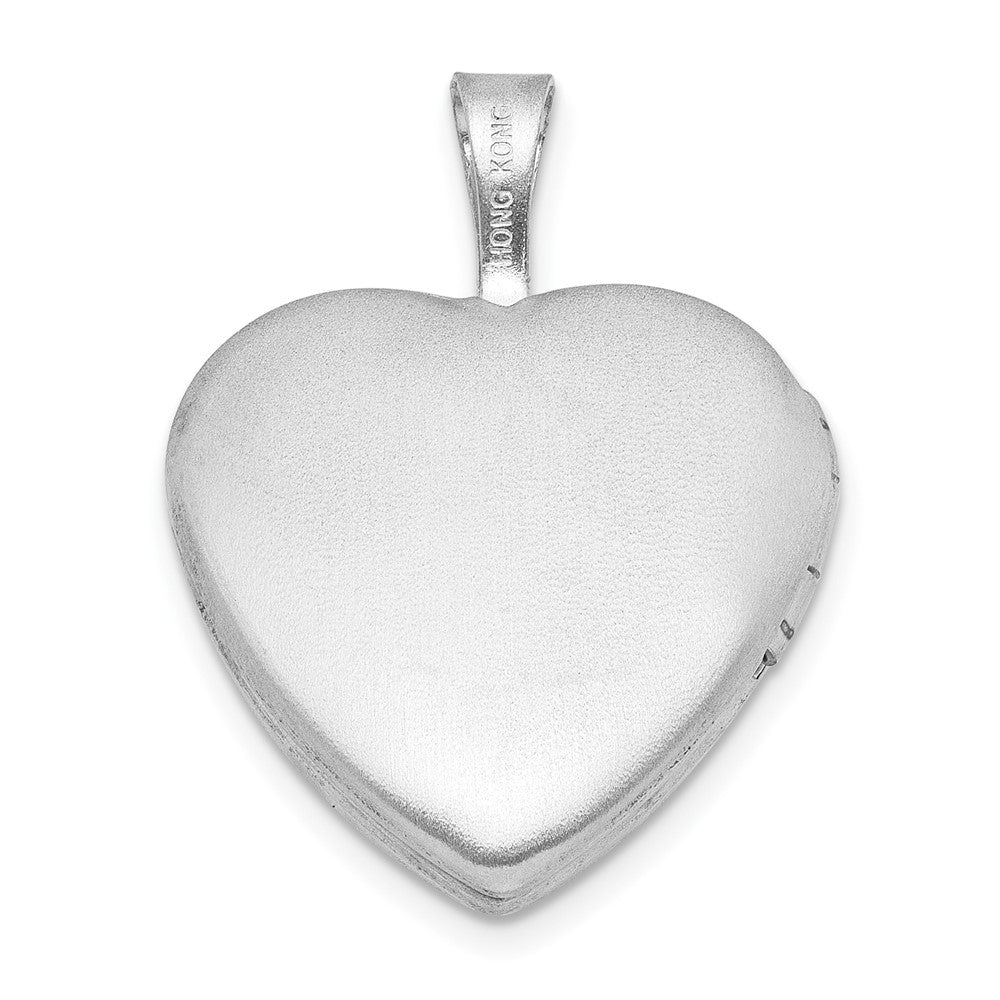 Sterling Silver Rhodium-plated Epoxy Satin Polished Sea Horse 16mm Heart Locket