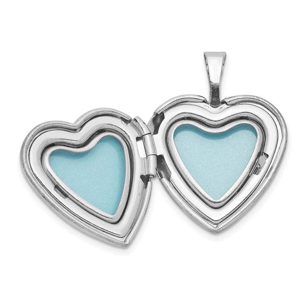 Sterling Silver Rhodium-plated Epoxy Satin Polished Sea Horse 16mm Heart Locket