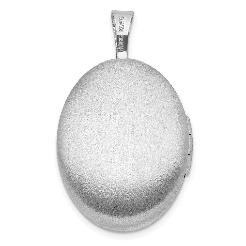 Sterling Silver RH-plated Polished / Satin 19mm Quilt Design Oval Locket