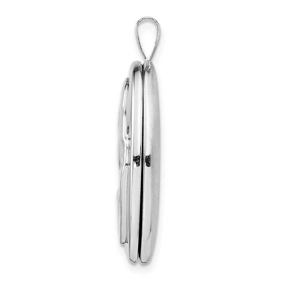 Sterling Silver Rhodium-plated 26mm Mother and Oval Locket