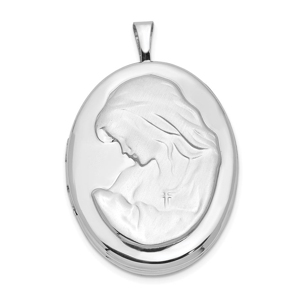 Sterling Silver Rhodium-plated 26mm Mother and Oval Locket