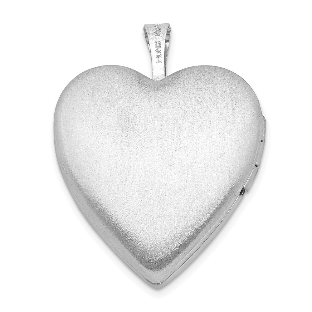 Sterling Silver Rhod-plated 20mm D/C & Enameled Mom Rose Heart Locket