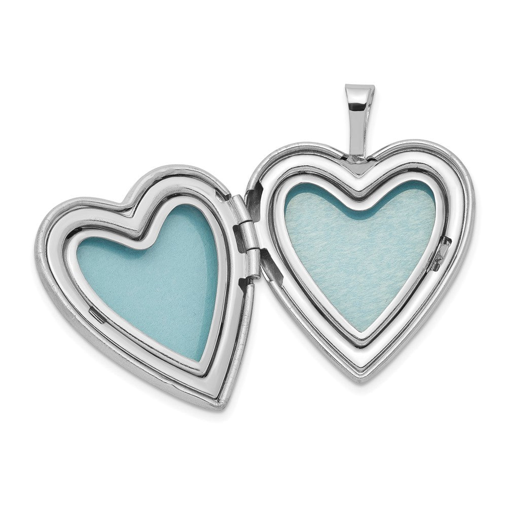Sterling Silver Rhod-plated 20mm D/C & Enameled Mom Rose Heart Locket