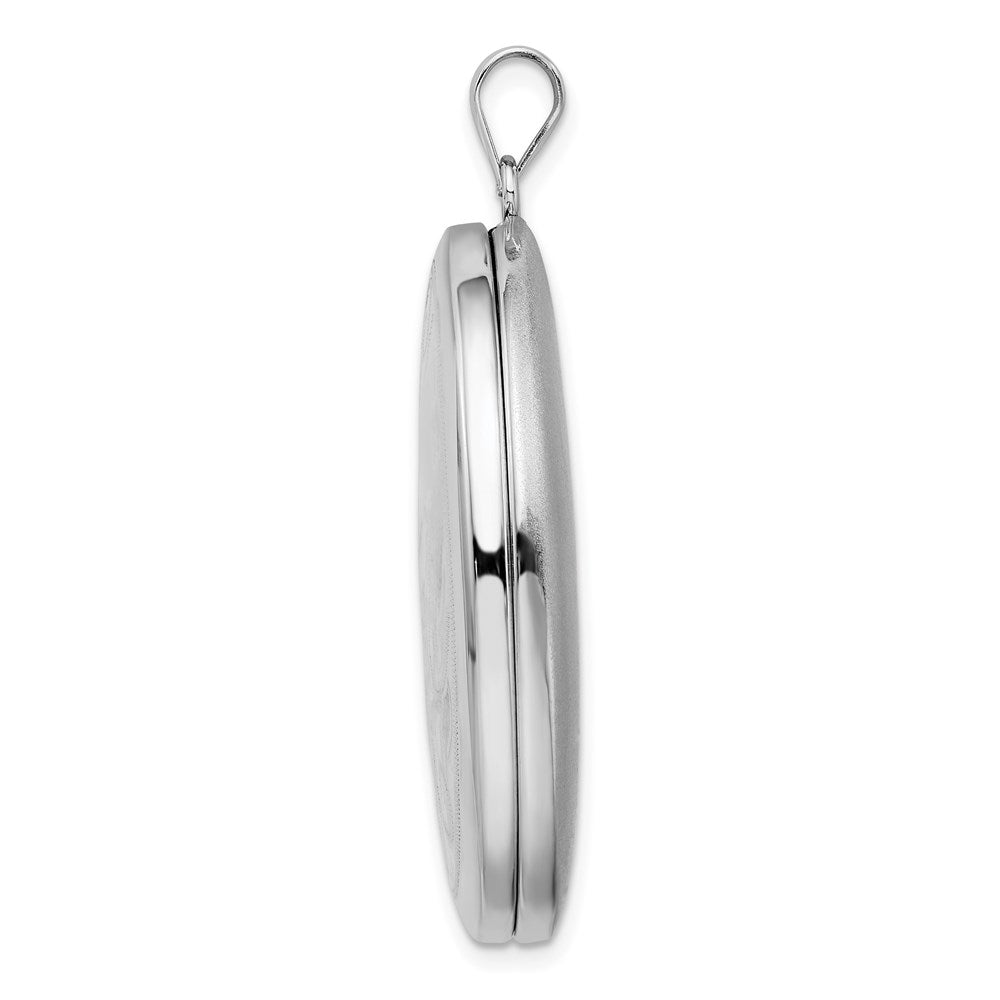 Sterling Silver Rhodium-plated W/ Side Swirls 34mm Oval Locket