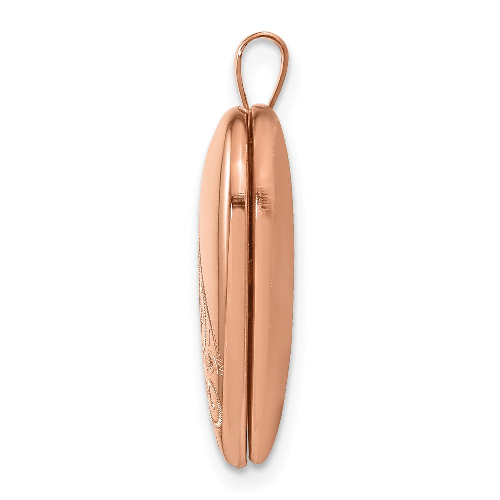 Sterling Silver Rose Gold-plated 20mm Swirl & Polished Heart Locket