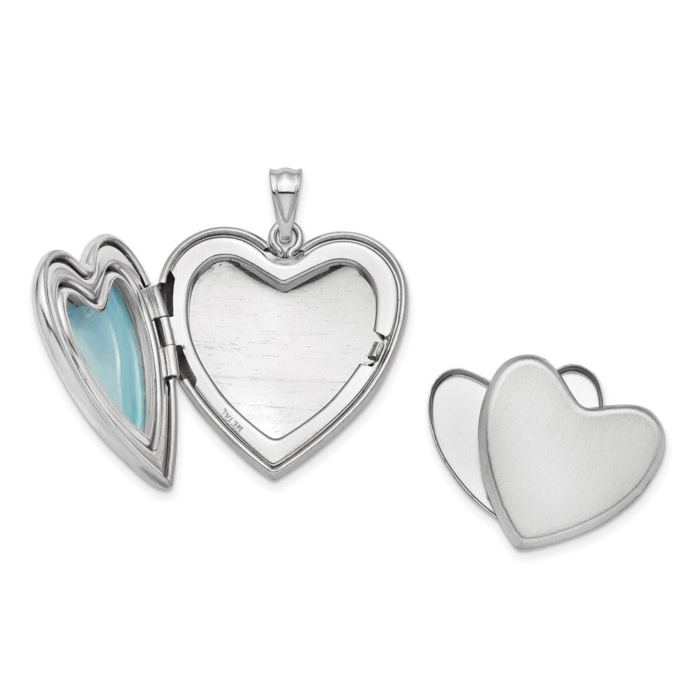 Sterling Silver Rhodium-plated 24mm D/C Footprints Ash Holder Heart Locket