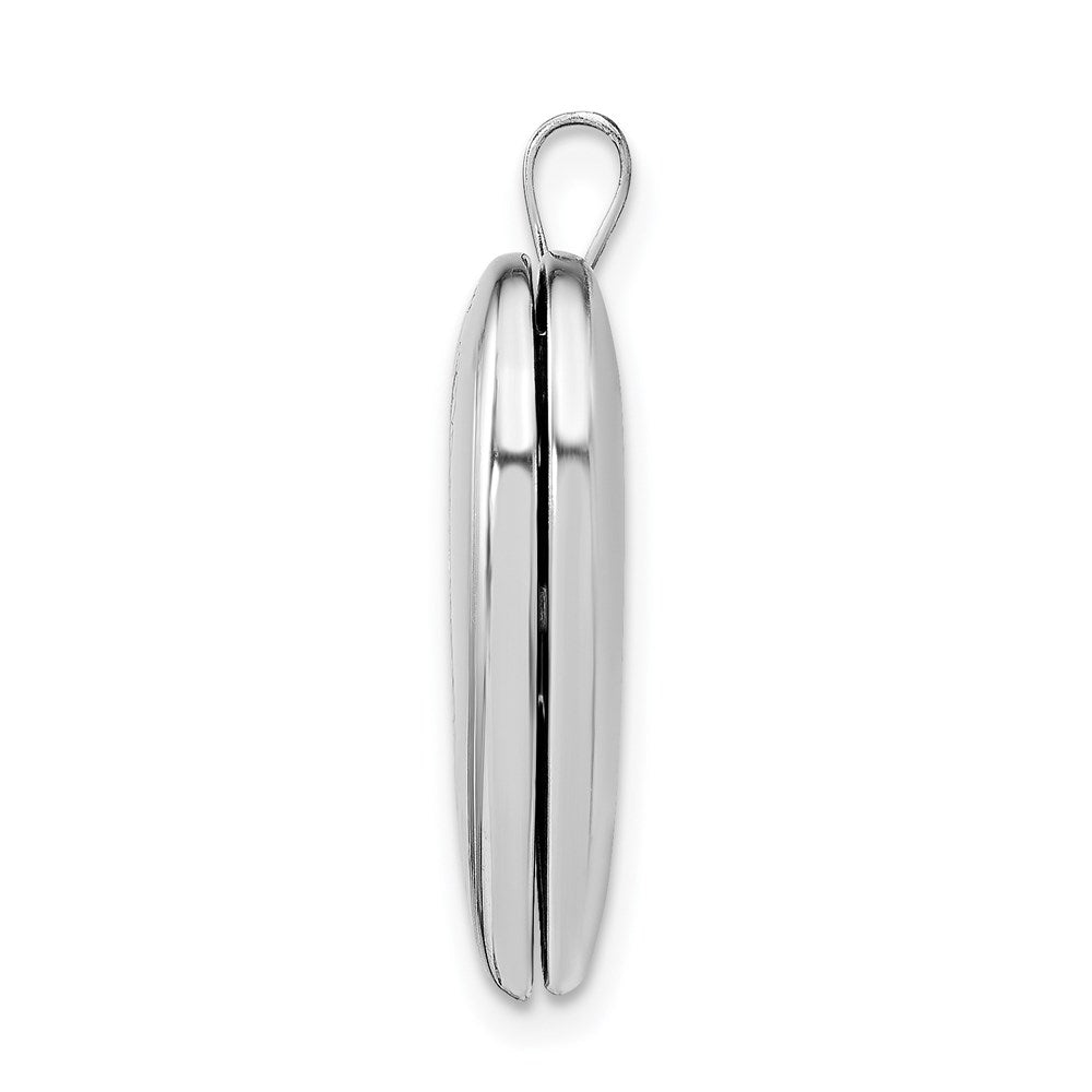 Sterling Silver Rhodium-plated Feather Design Heart Locket