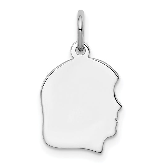 Sterling Silver Rh-plt Engraveable Girl Disc Charm Polish on Front/Back