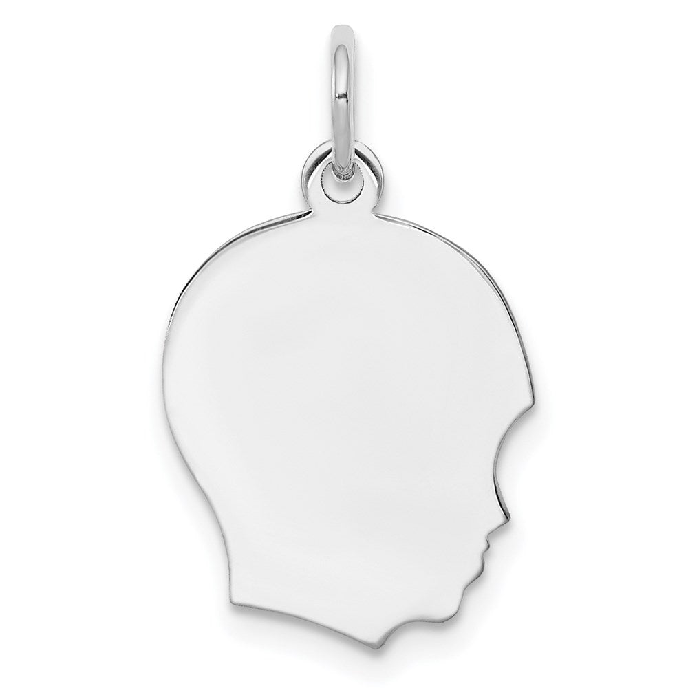 Sterling Silver Rh-plt Engraveable Boy Disc Charm Polish on Front/Back