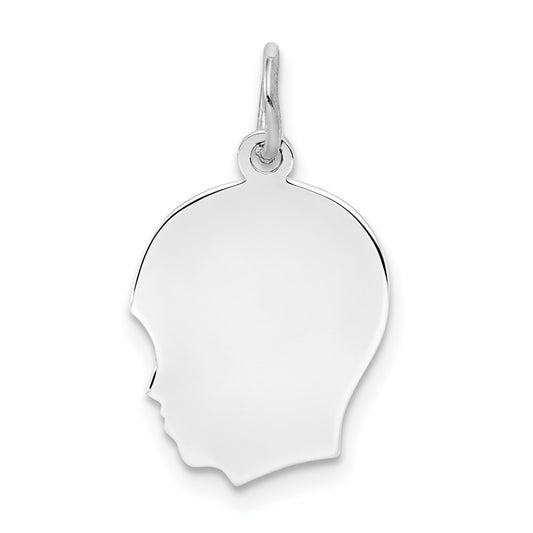 Sterling Silver Rh-plt Engraveable Boy Disc Charm Polish on Front/Back